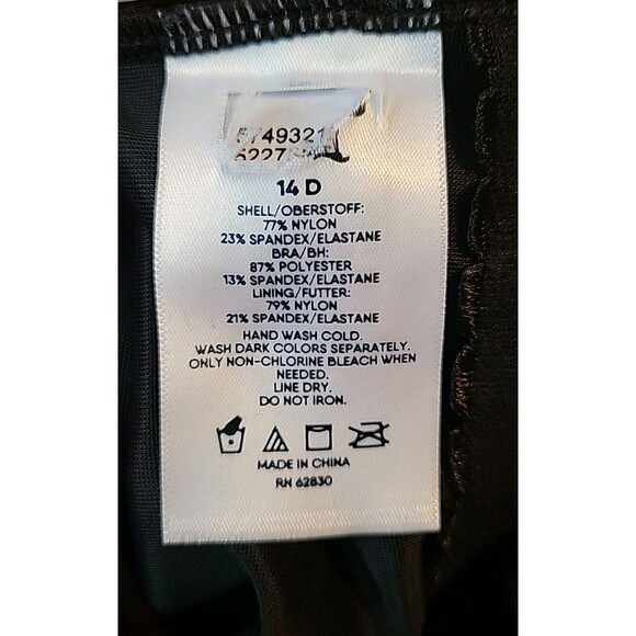 Lands' End Swim Top Black 14D Cup Wrap Front Tankini (L) Solid Underwire S78 - Picture 6 of 7